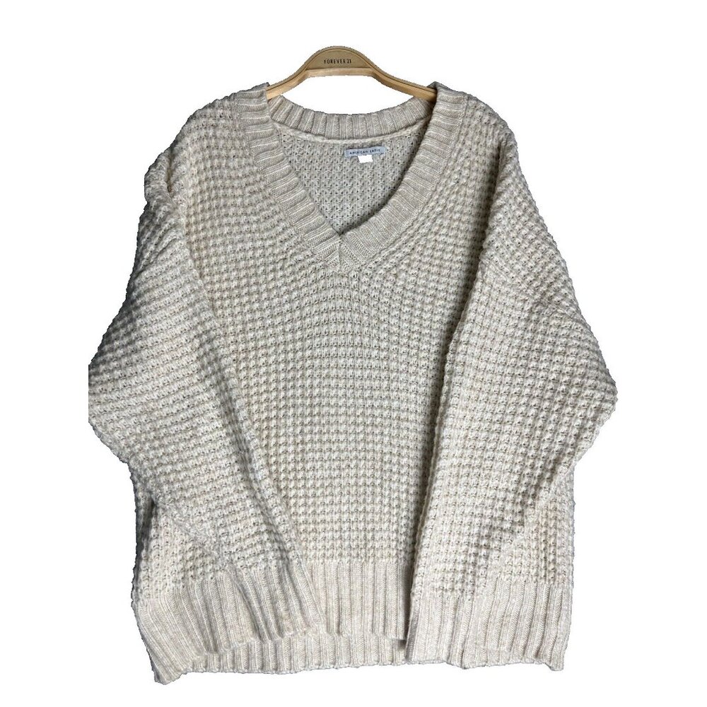 American Eagle Outfitters Cream V-Neck Sweater